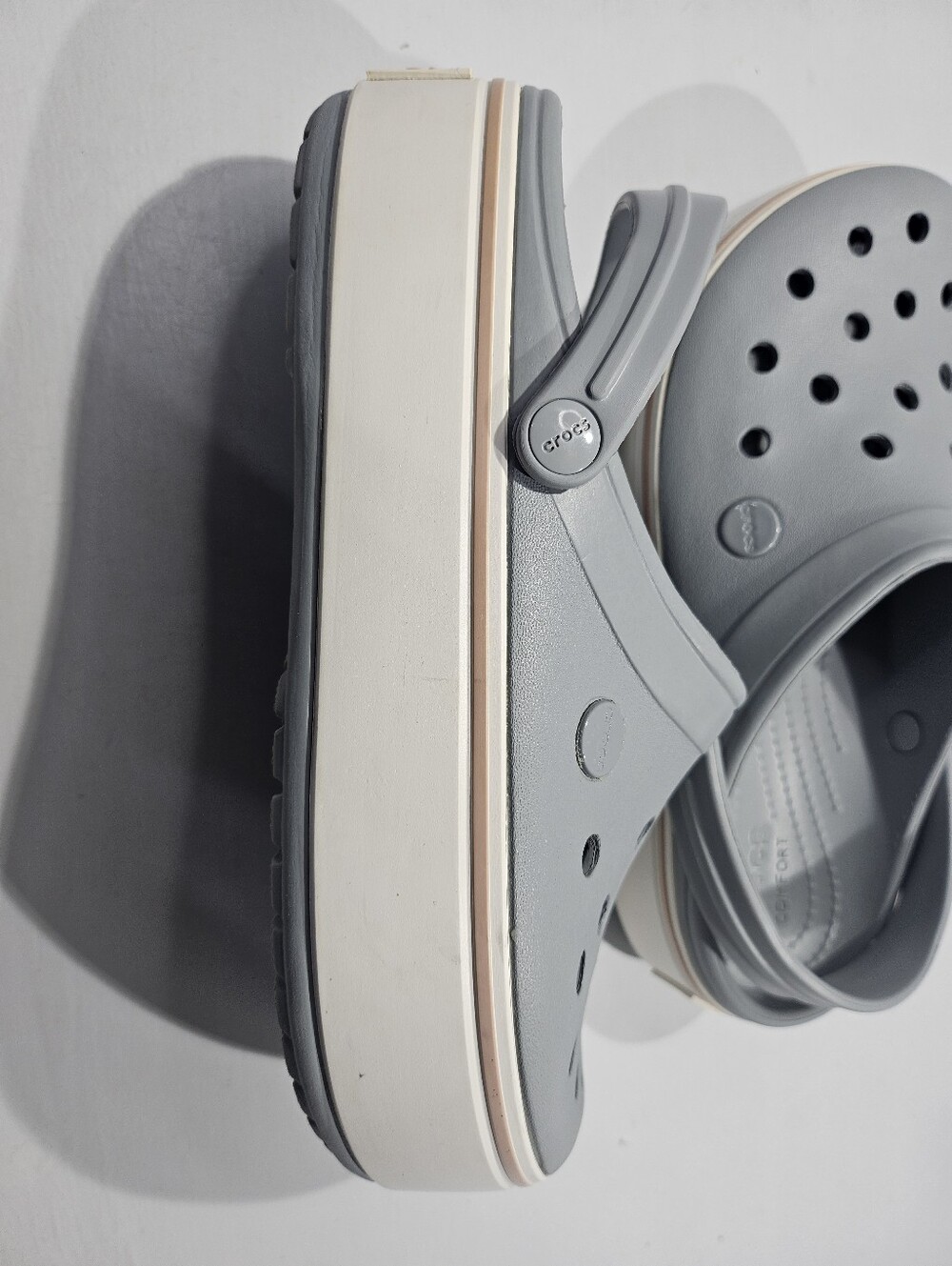 CROCS CROCBAND PLATFORM CLOG UNISEX SANDALS J/M6 & W8 LIGHT GREY - Picture 9 of 13